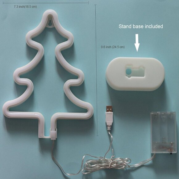 2 Packs Reindeer Tree Green Neon Wall Décor Lights USB and Battery Powered - Picture 7 of 8